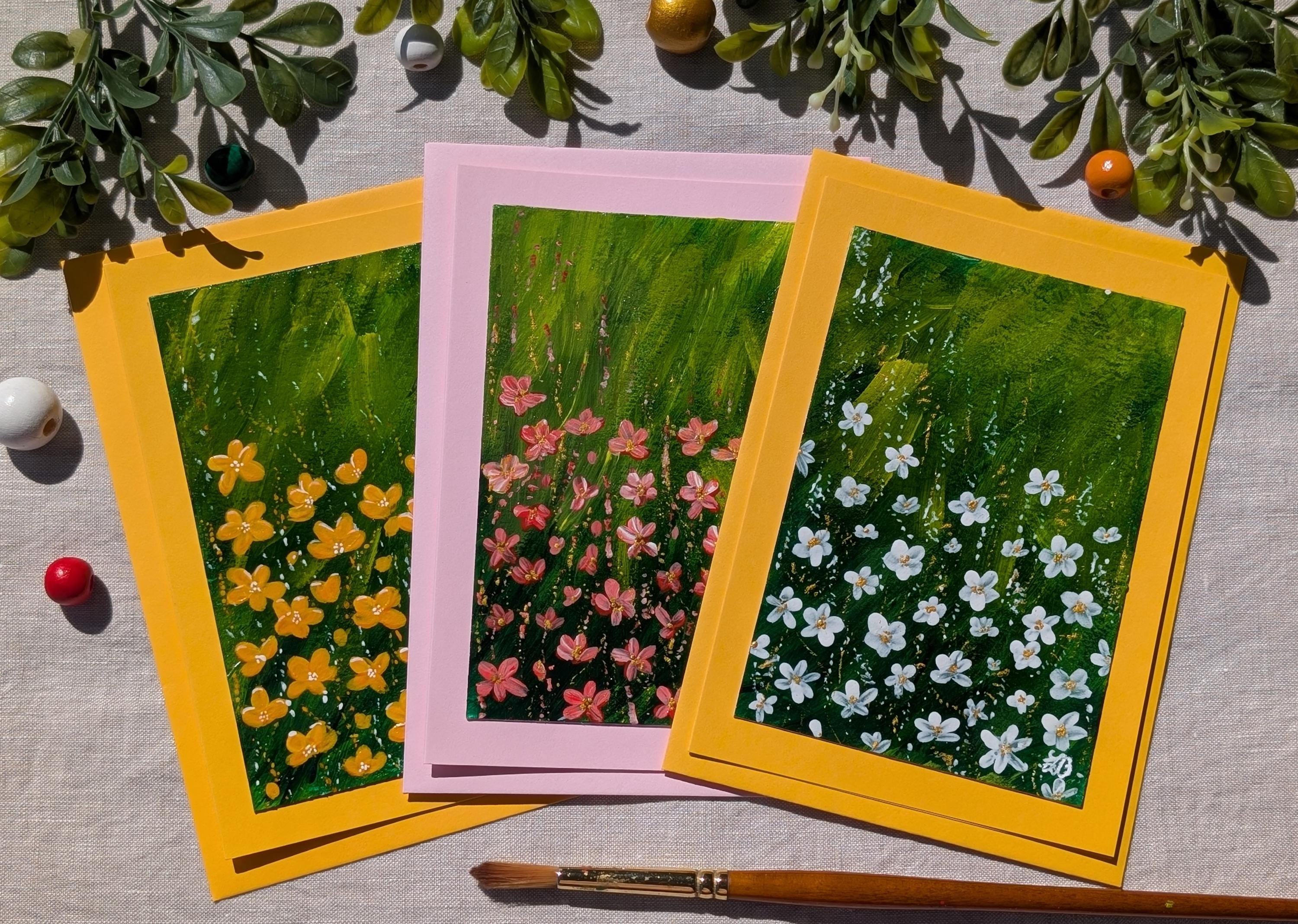 Hand-Painted Floral Birthday Card: Nature-Inspired Greetings, Flowers Card, Premium Paper for Acrylics, Varnish, Professional Acrylic Paint, Premium Card and Envelope, 2026