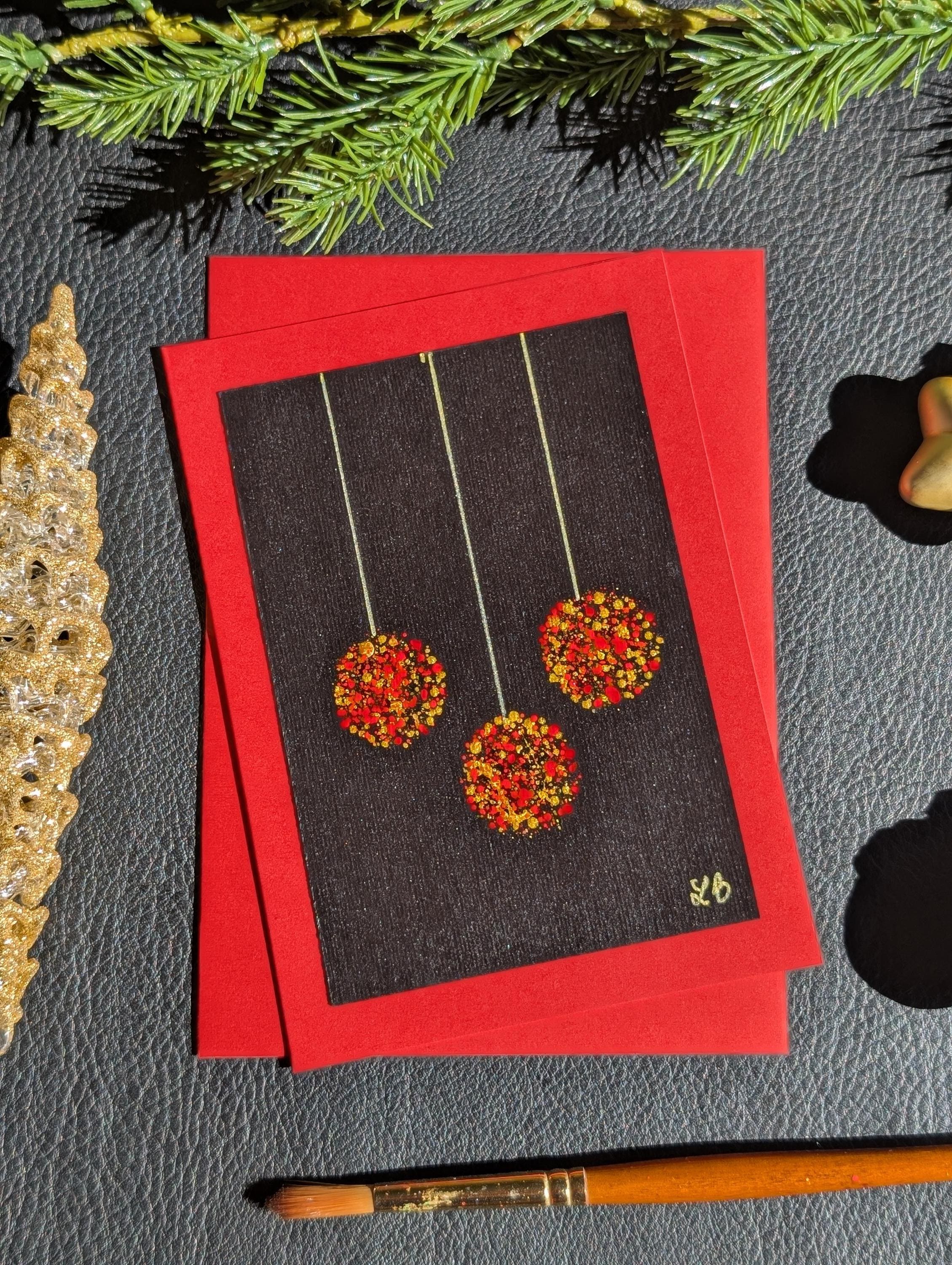 Hand Painted Christmas Tree Card: Minimalist Holiday Greetings Card, Acrylic Paint, Varnish, Card and Envelope, Premium Paper for Acrylics, 2026